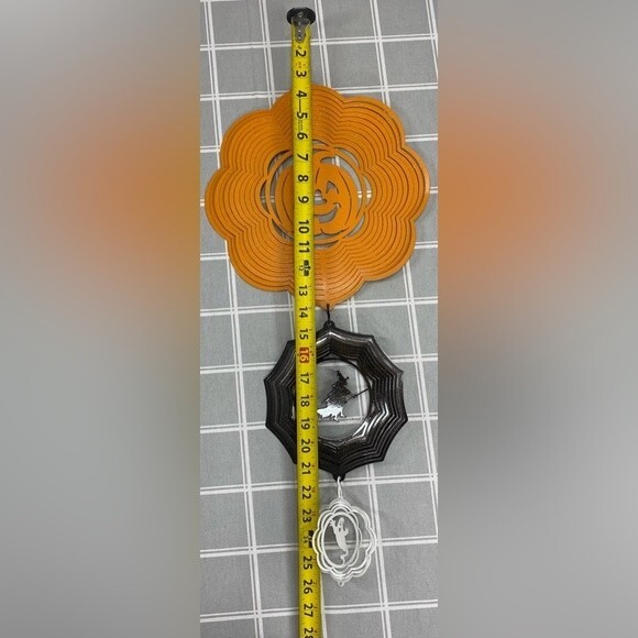 SWEN Holiday Halloween Pumpkin Jack O Lantern Witch Ghost Metal Wind Spinner - Picture 4 of 9